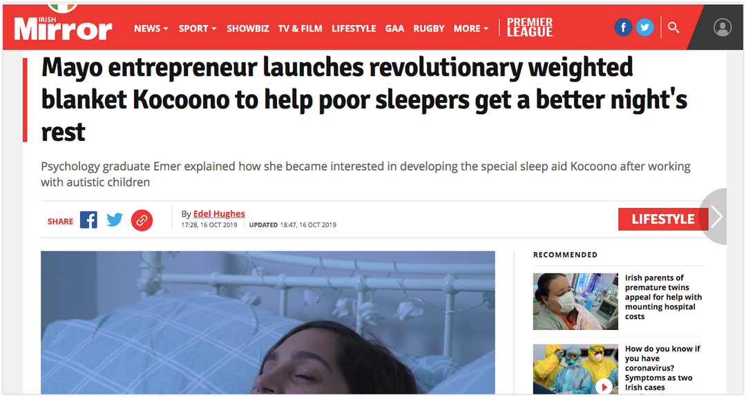 Kocoono as seen on the Irish Mirror
